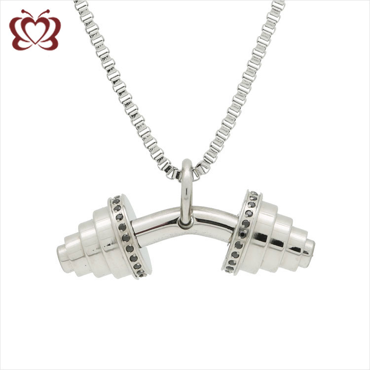bodybuilding necklace charms womens custom dumbbell fitness jewelry