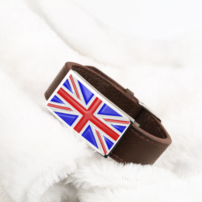 mens italian leather bracelets | custom national flag mens italian leather bracelets