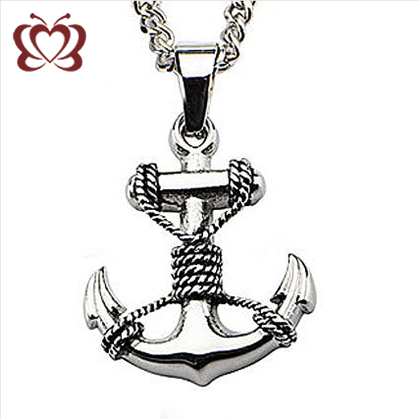 mens anchor pendant | Personalized Stainless Steel Mens Anchor Pendant