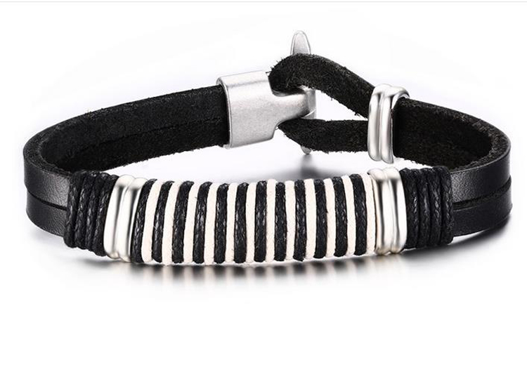 cheap engraved leather bracelets Mens Black Cheap Engraved Leather Bracelets