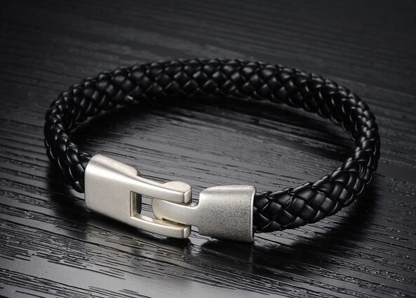 black leather bracelets for men|cheap personalized black leather ...