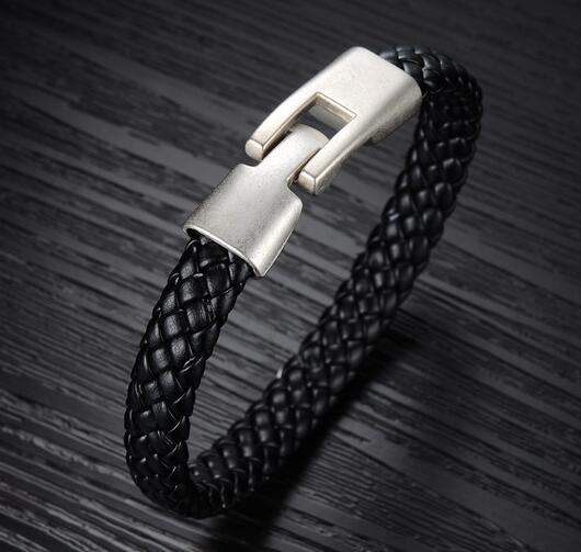 black leather bracelets for men|cheap personalized black leather ...