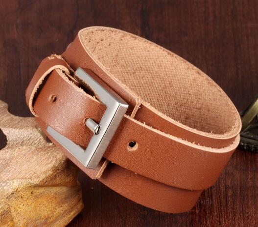 brown leather bracelet mens|fashion personalized wide brown leather ...