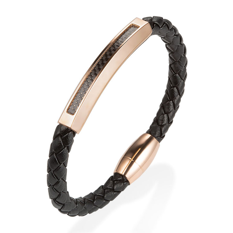 OEM customized promotion Italian leather magnetic rose gold bracelet
