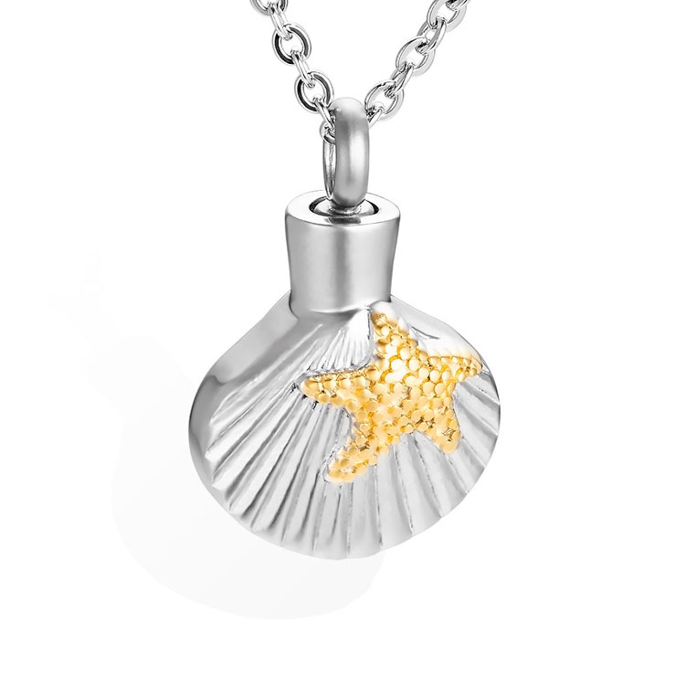 Marlary Shell Shape Memorial Ash Urn Necklace Stainless Steel Cremation