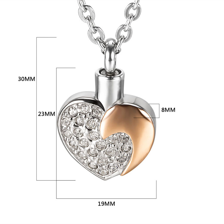 Marlary stainless steel heart cremation jewelry ash urn necklace