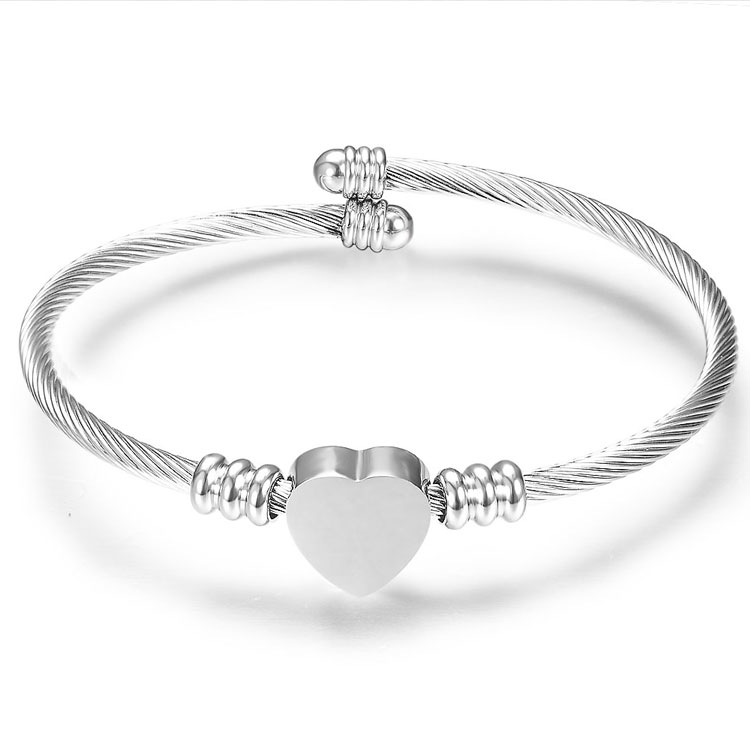 Marlary Wholesale simple design stainless steel cuff wire bangle heart ...
