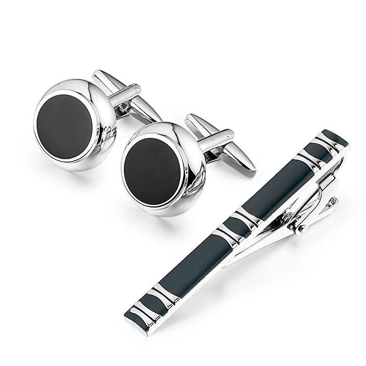 New Custom Design Promotional Gift Cufflinks and Tie Clips Pin Sets