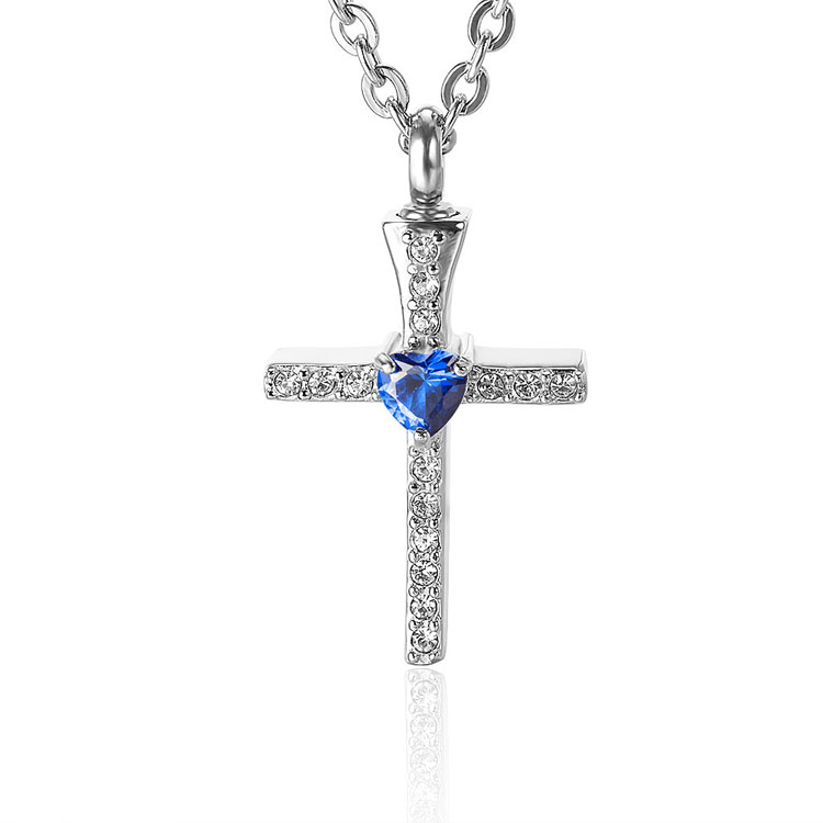 Cross Memorial Urn Pendant Stainless Steel Cremation Ashes Necklace ...