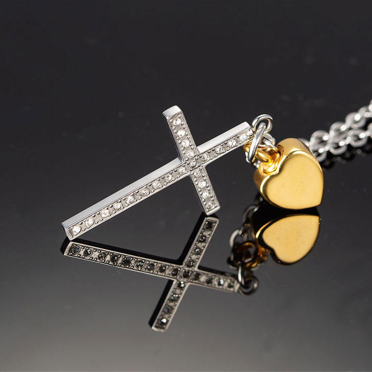 18k gold plated heart Cross Cremation Urn Necklace for Ashes Jewelry