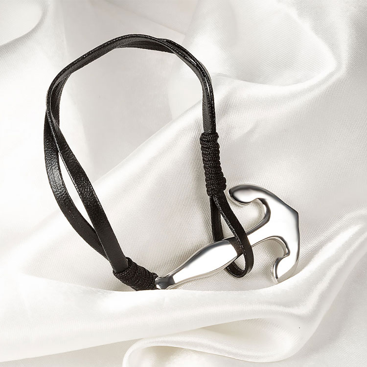 Stainless steel anchor Cremation urn jewellery leather Memorial Ashes