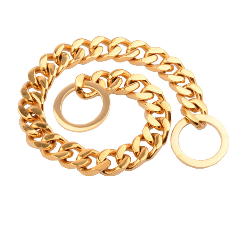 Marlary customised stainless steel welded 18k gold plated pet dog leash