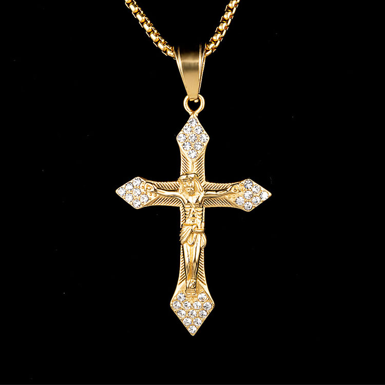 Wholesale High Quality Religious 18k Gold Plated cz jesus cross pendant ...