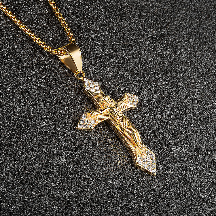 Wholesale High Quality Religious 18k Gold Plated cz jesus cross pendant ...