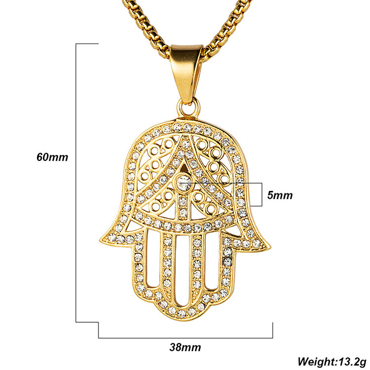 Wholesale 18K Bling Cz Crystal Iced Out Jewelry Hollow Evil Eye Hamsa ...