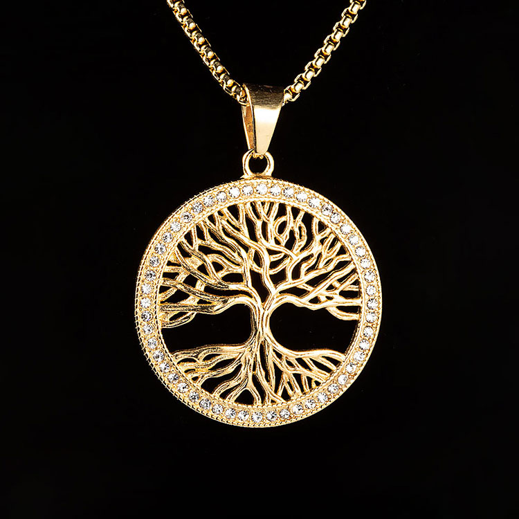 New Arrivals 18k Gold Plated Tree Of Life Round Pendant Necklaces For Women Fine Jewelry