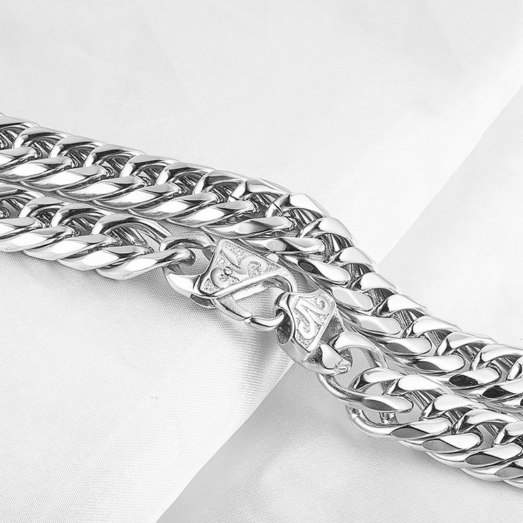 Mens Design Casting Gothic Clasp Stainless Steel Link Chain Necklace