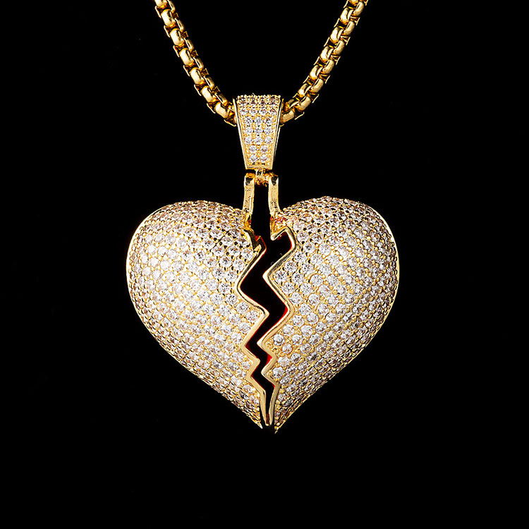 Heart Break Micro Pave Women Hip Hop 14K Jewelry Diamond