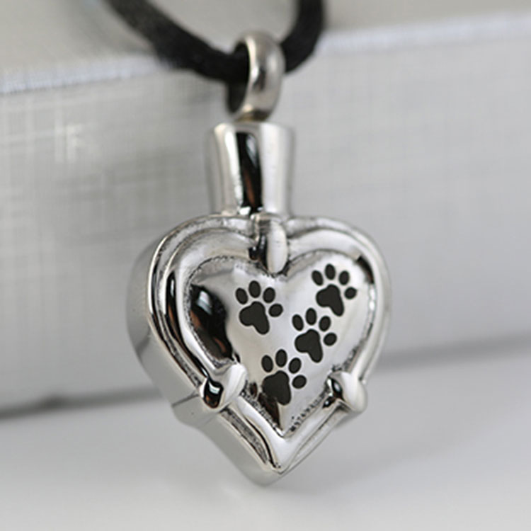 Cremation Jewelry paw print stainless steel cremation jewelry